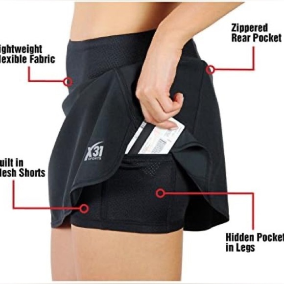 X31 Sports Tennis Running Skort | Built-in Shorts, Pockets, Athletic | Women’s M - Picture 6 of 15